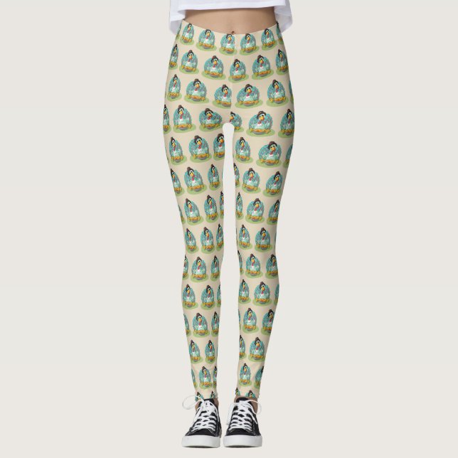 Thanksgiving Turkey Eating Pie Leggings (Front)