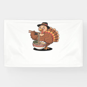 thanksgiving turkey eats ramen Oversized T-Shirt Banner