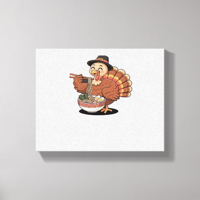 thanksgiving turkey eats ramen Oversized T-Shirt Canvas Print (Front)