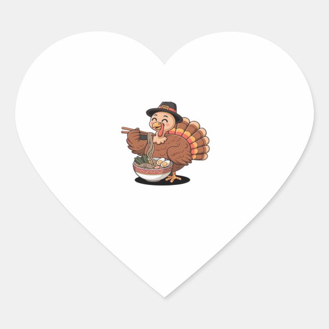 thanksgiving turkey eats ramen Oversized T-Shirt Heart Sticker (Front)