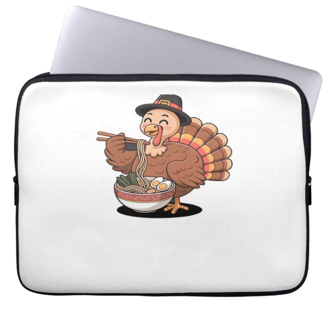 thanksgiving turkey eats ramen Oversized T-Shirt Laptop Sleeve (Front)
