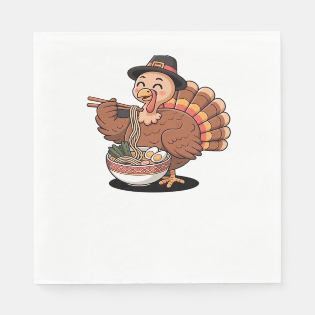 thanksgiving turkey eats ramen Oversized T-Shirt Napkin (Front)