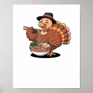 thanksgiving turkey eats ramen Oversized T-Shirt Poster