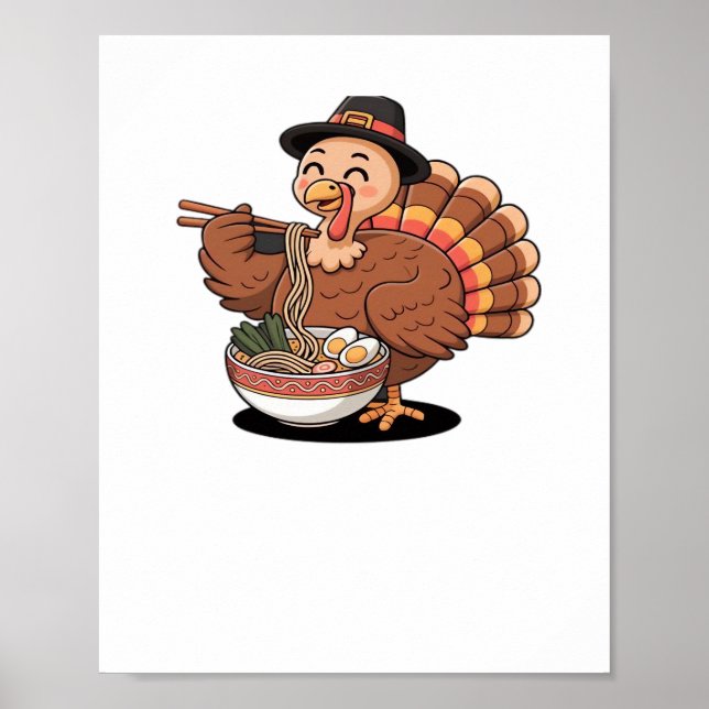 thanksgiving turkey eats ramen Oversized T-Shirt Poster (Front)
