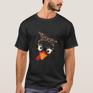 Thanksgiving Turkey Face Leopard Print Glasses Fun T-Shirt