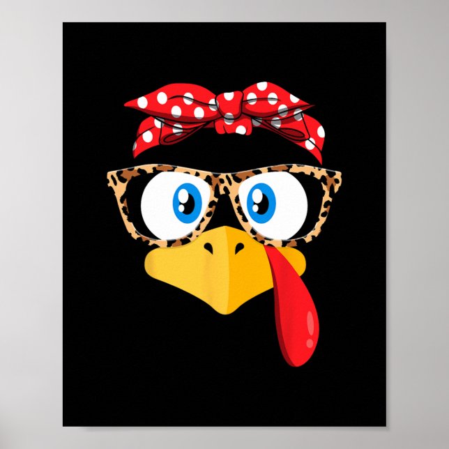 thanksgiving turkey face leopard print glasses wom (Front)