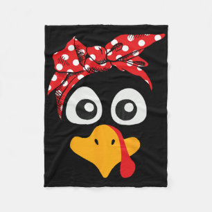 Thanksgiving Turkey Face Leopard Print Gles Women Fleece Blanket