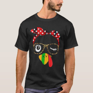 Thanksgiving Turkey Face Wink Eye Leopard Glasses  T-Shirt
