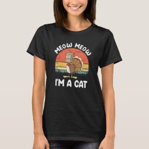 Thanksgiving Turkey Fake Cat Retro Women Men Kids T-Shirt
