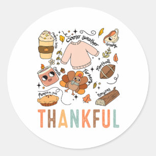 Thanksgiving Turkey Fall Thankful Graphic Familywo Classic Round Sticker