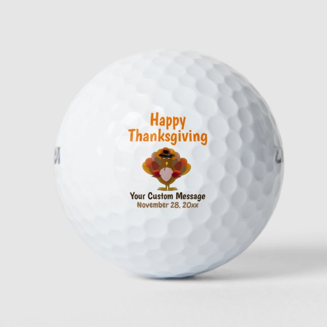 Thanksgiving Turkey Family Fall Autumn Celebration Golf Balls (Front)