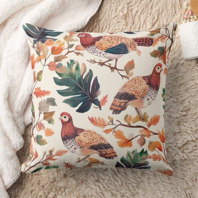 Thanksgiving Turkey Feather Autumn Pattern Cushion (Blanket)
