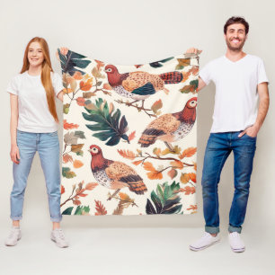 Thanksgiving Turkey Feather Autumn Pattern Fleece Blanket