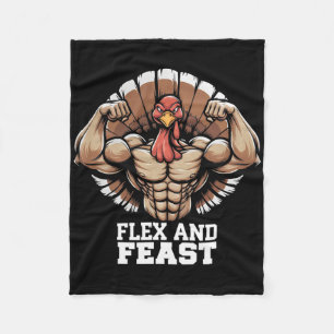 Thanksgiving Turkey Flex And Feast Motivation Gym Fleece Blanket