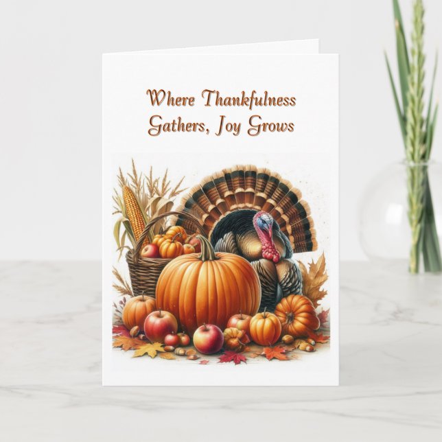 Thanksgiving Turkey Folded Holiday Card (Front)