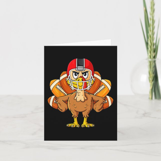 Thanksgiving Turkey Football Player Fun Boys Girls Card (Front)