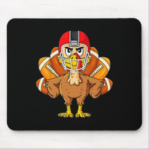 Thanksgiving Turkey Football Player Fun Boys Girls Mouse Mat