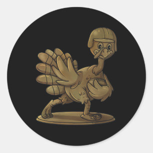 Thanksgiving Turkey Football Player Trophy Award  Classic Round Sticker