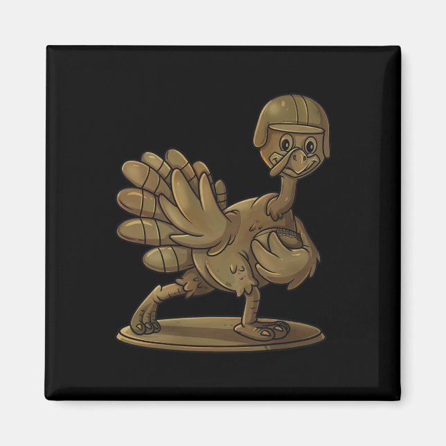 Thanksgiving Turkey Football Player Trophy Award  Magnet (Front)