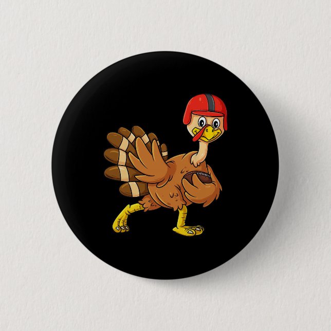 Thanksgiving Turkey Football Player Trophy Award P 6 Cm Round Badge (Front)