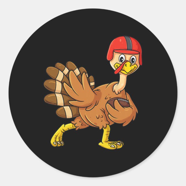Thanksgiving Turkey Football Player Trophy Award P Classic Round Sticker (Front)