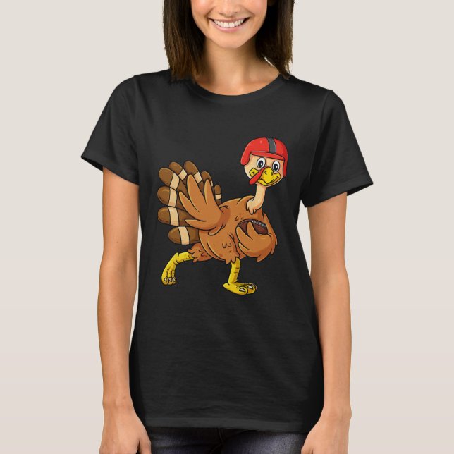 Thanksgiving Turkey Football Player Trophy Award P T-Shirt (Front)