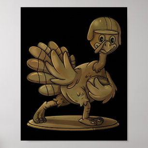 Thanksgiving Turkey Football Player Trophy Award  Poster