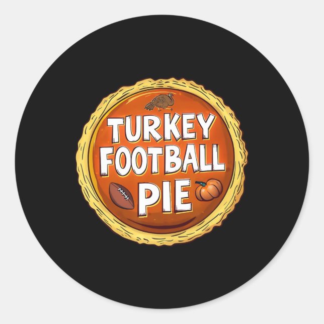 Thanksgiving Turkey Football Pumpkin Pie Food Spor Classic Round Sticker (Front)