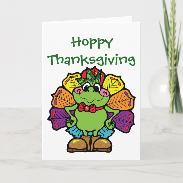 Thanksgiving Turkey Frog Holiday Card (Front)