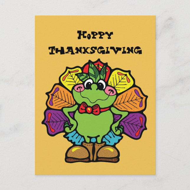 Thanksgiving Turkey Frog Holiday Postcard (Front)