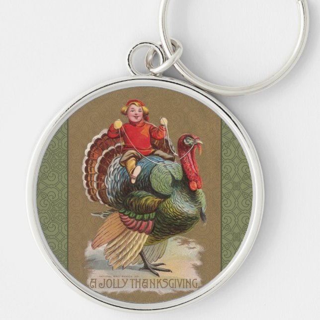Thanksgiving Turkey Funny Children Key Ring (Front)