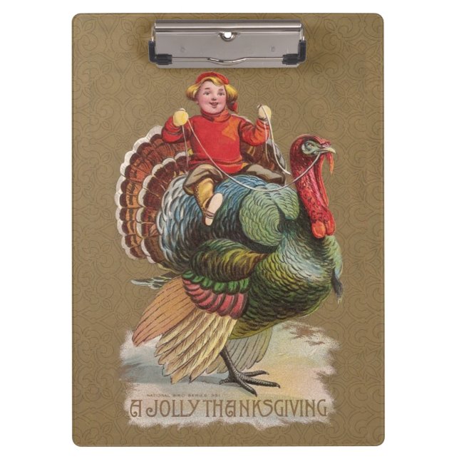Thanksgiving Turkey Funny Vintage Greetings Clipboard (Front)