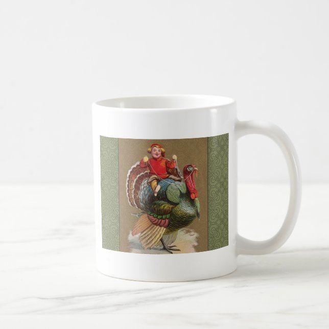Thanksgiving Turkey Funny Vintage Greetings Coffee Mug (Right)