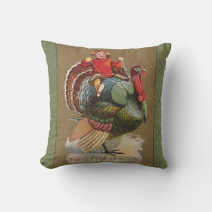 Thanksgiving Turkey Funny Vintage Greetings Cushion
