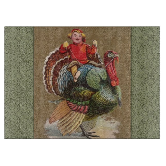 Thanksgiving Turkey Funny Vintage Greetings Cutting Board (Front)