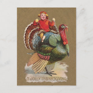 Thanksgiving Turkey Funny Vintage Greetings Holiday Postcard