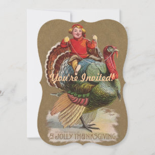 Thanksgiving Turkey Funny Vintage Greetings Invitation