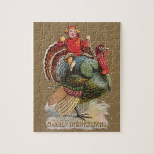 Thanksgiving Turkey Funny Vintage Greetings Jigsaw Puzzle