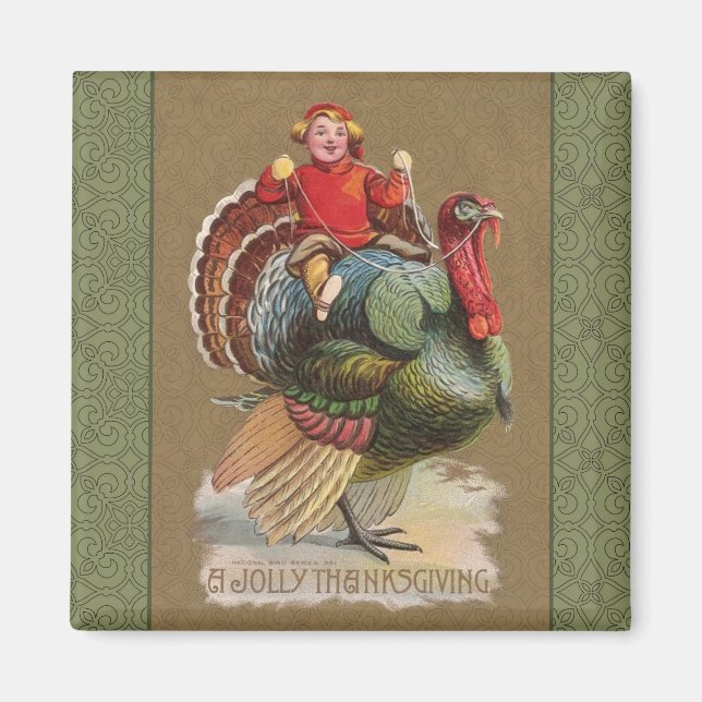 Thanksgiving Turkey Funny Vintage Greetings Magnet (Front)