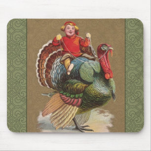 Thanksgiving Turkey Funny Vintage Greetings Mouse Mat