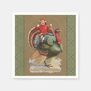 Thanksgiving Turkey Funny Vintage Greetings Napkin
