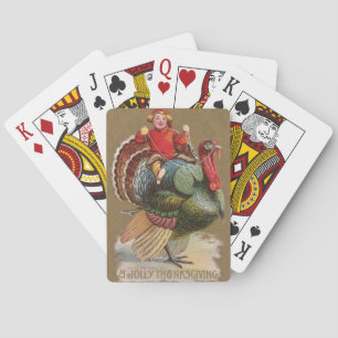 Thanksgiving Turkey Funny Vintage Greetings Playing Cards