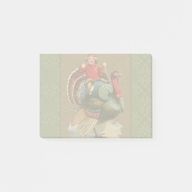 Thanksgiving Turkey Funny Vintage Greetings Post-it Notes (Front)