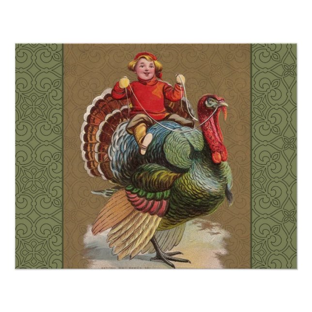 Thanksgiving Turkey Funny Vintage Greetings Poster (Front)