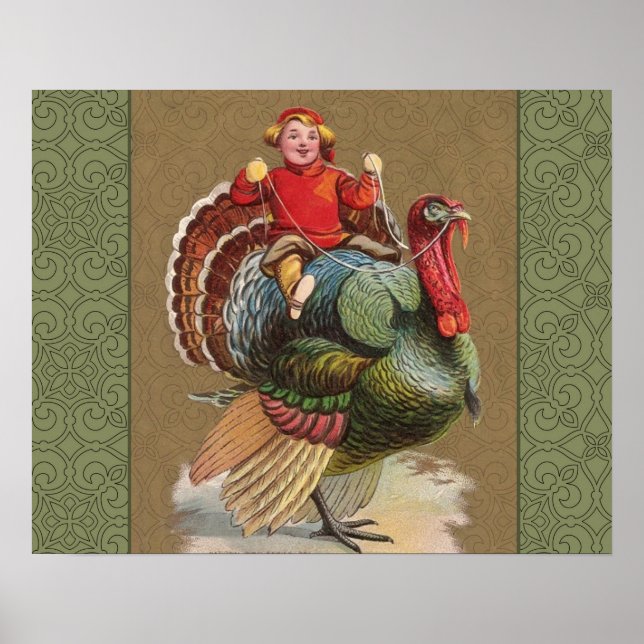 Thanksgiving Turkey Funny Vintage Greetings Poster (Front)