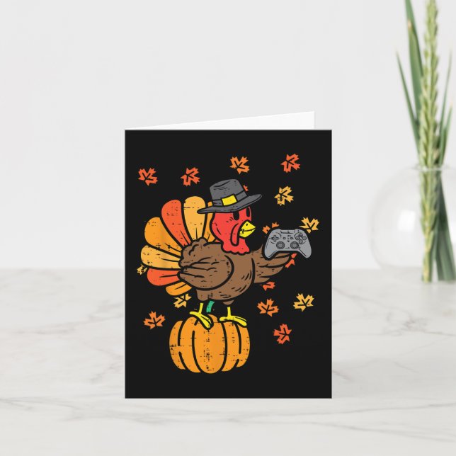 Thanksgiving Turkey Gamer Gaming Fall Boys Kids Me Card (Front)