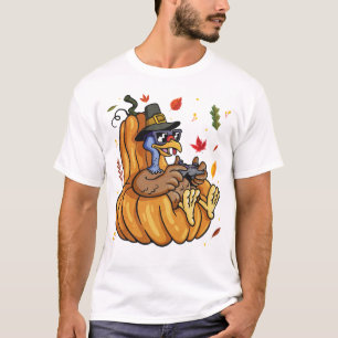 Thanksgiving Turkey Gamer Tshirt Funny Fall Season