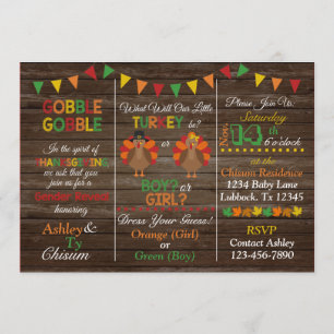 Thanksgiving Turkey Gender Reveal Invitation