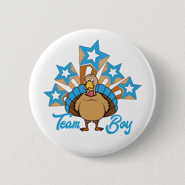 Thanksgiving Turkey Gender Reveal - Team Boy 6 Cm Round Badge (Front)