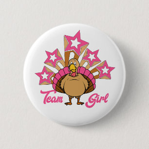 Thanksgiving Turkey Gender Reveal - Team Girl 6 Cm Round Badge